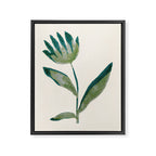 Linocut Flower / Dark Teal Framed Canvas Print Gallery Image 6