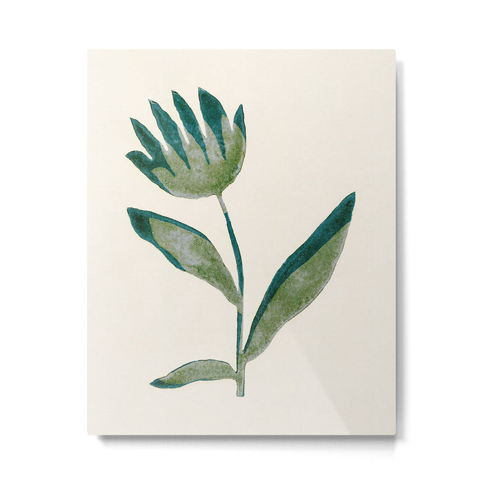 Linocut Flower / Dark Teal Metal Print Gallery Image 1