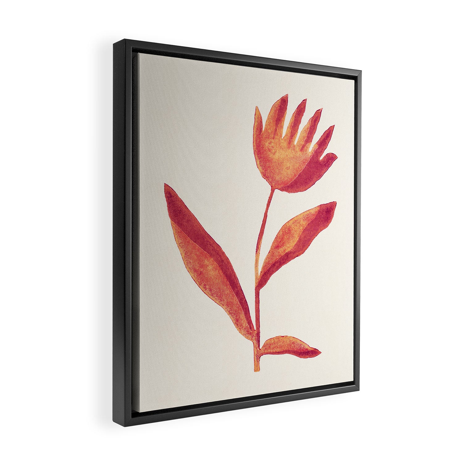 Linocut Flower / Viva Magenta Framed Canvas Print Gallery Image 2