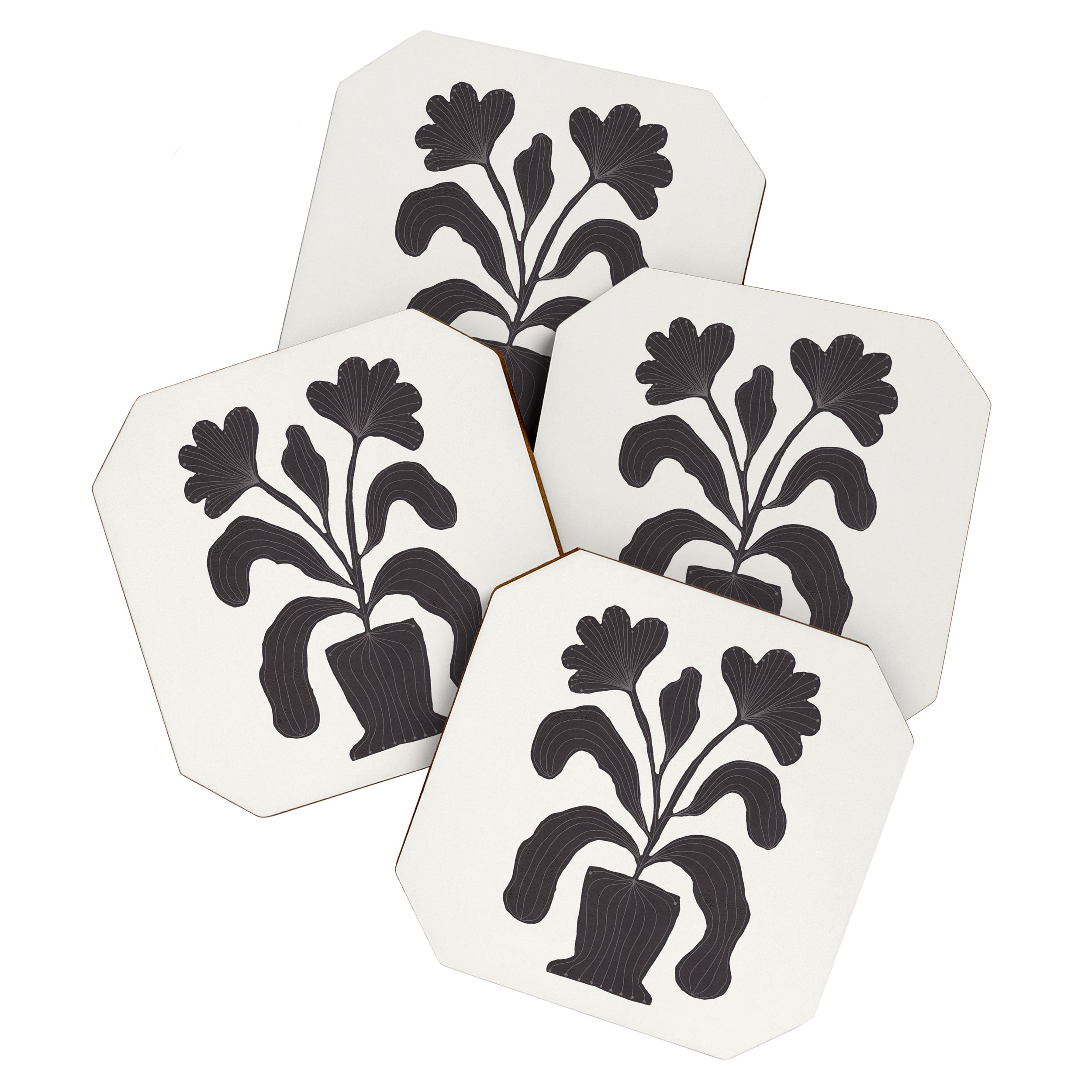 Linocut Flowers #2 Coaster Gallery Image 1