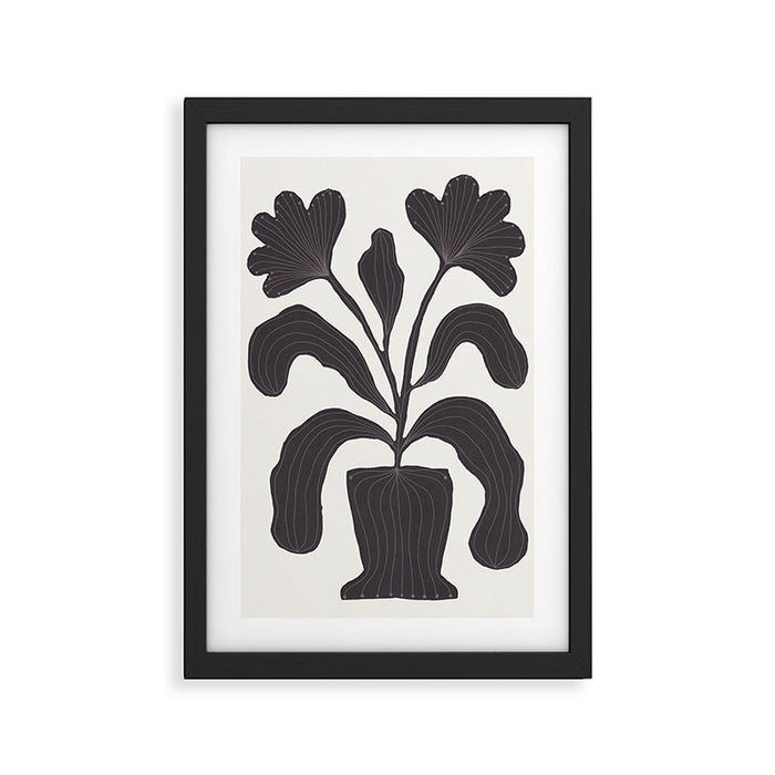 Linocut Flowers #2 Framed Art Print Gallery Image 1