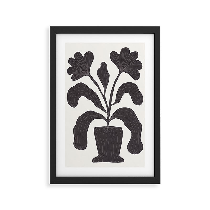 Linocut Flowers #2 Framed Art Print Gallery Image 3