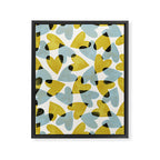 Linocut Hearts / Blue & Yellow Framed Canvas Print Gallery Image 6