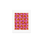 Linocut Hearts / Pink & Orange Art Print Gallery Image 1