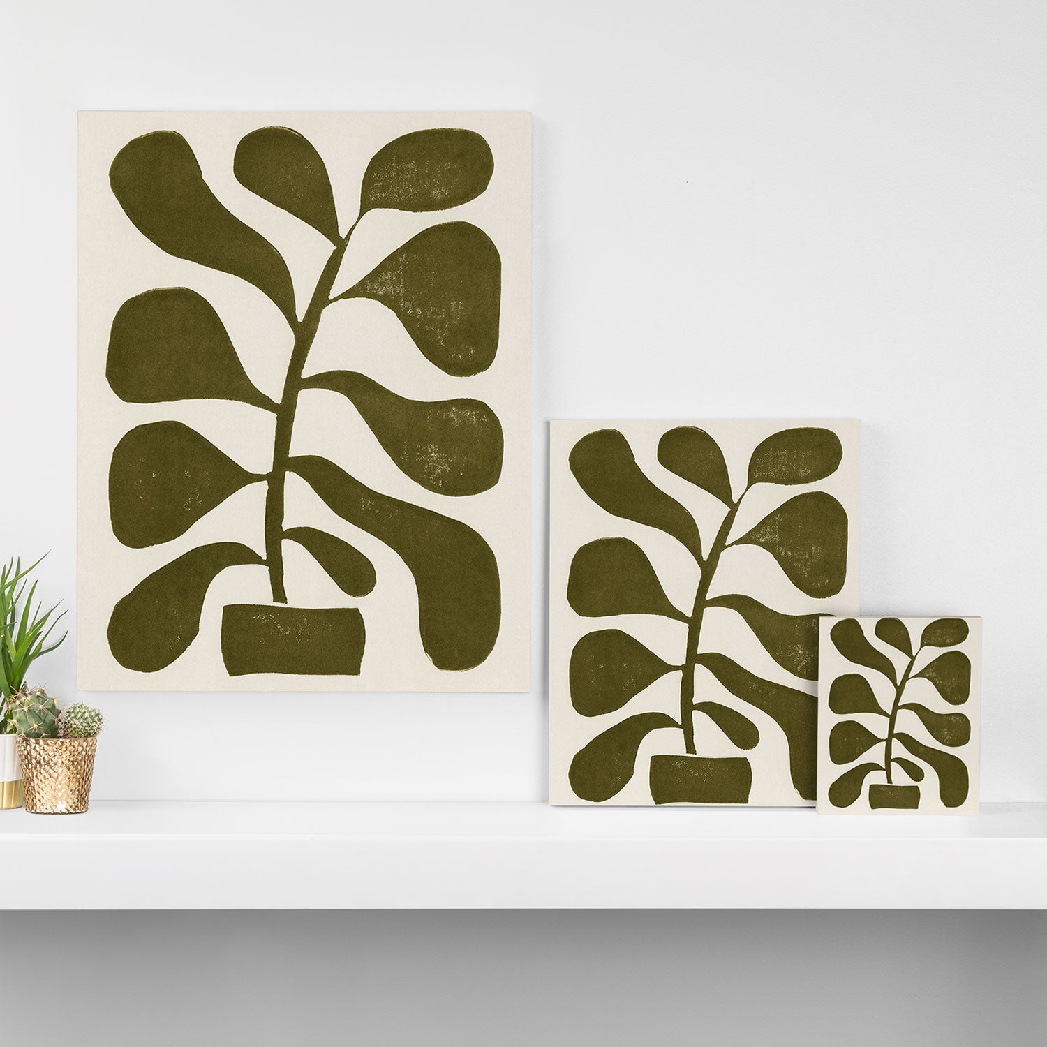Linocut Houseplant #1 Canvas Print Gallery Image 3