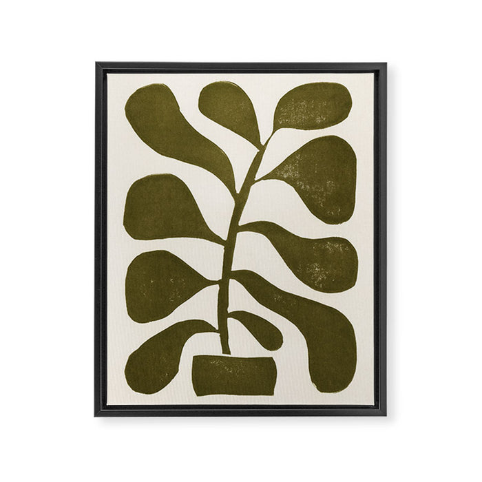 Linocut Houseplant #1 Framed Canvas Print Gallery Image 1