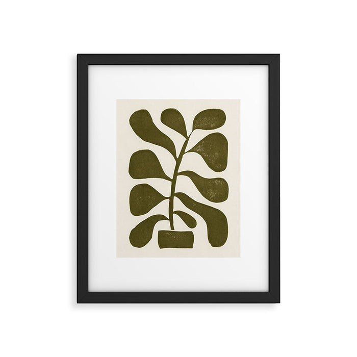 Linocut Houseplant #1 Framed Art Print Gallery Image 1