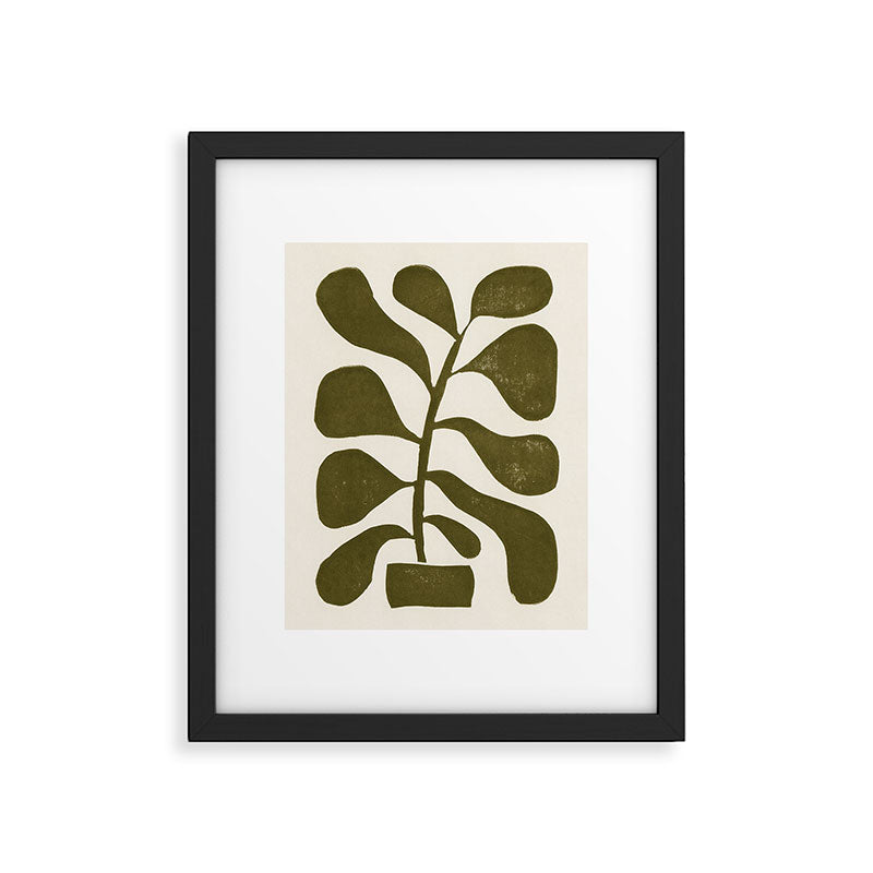 Linocut Houseplant #1 Framed Art Print Gallery Image 5