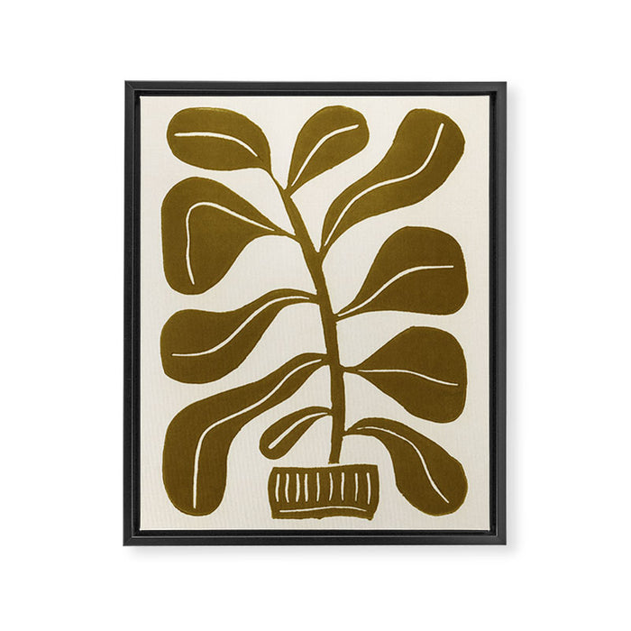 Linocut Houseplant #2 Framed Canvas Print Gallery Image 1