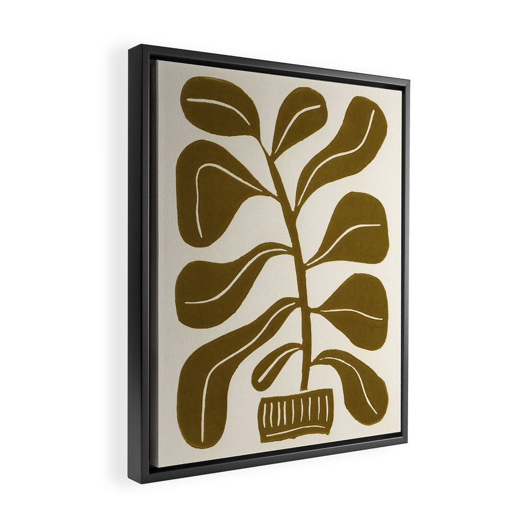 Linocut Houseplant #2 Framed Canvas Print Gallery Image 2