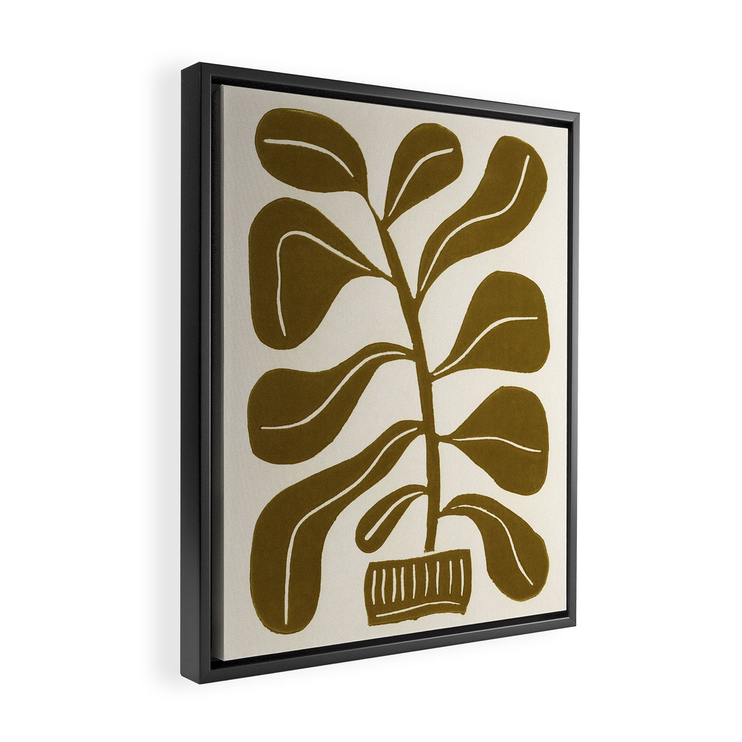 Linocut Houseplant #2 Framed Canvas Print Gallery Image 2