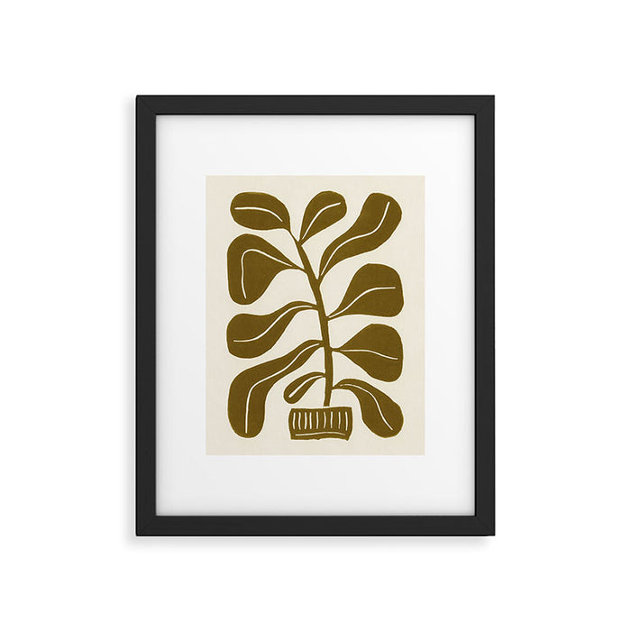 Linocut Houseplant #2 Framed Art Print Gallery Image 1