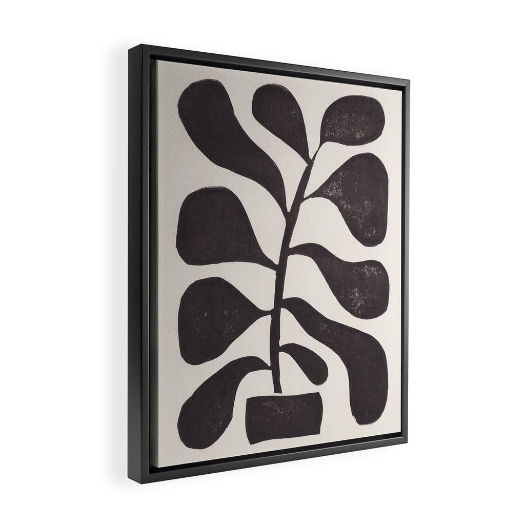 Linocut Houseplant #3 Framed Canvas Print Gallery Image 2