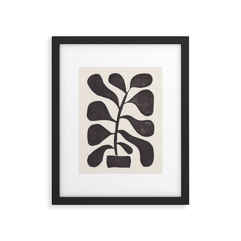 Linocut Houseplant #3 Framed Art Print Gallery Image 5