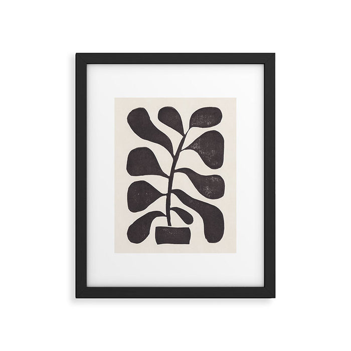 Linocut Houseplant #3 Framed Art Print Gallery Image 1
