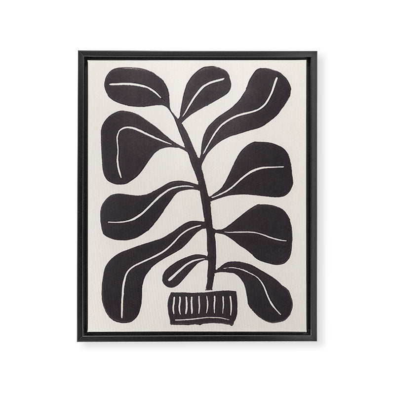 Linocut Houseplant #4 Framed Canvas Print Gallery Image 6