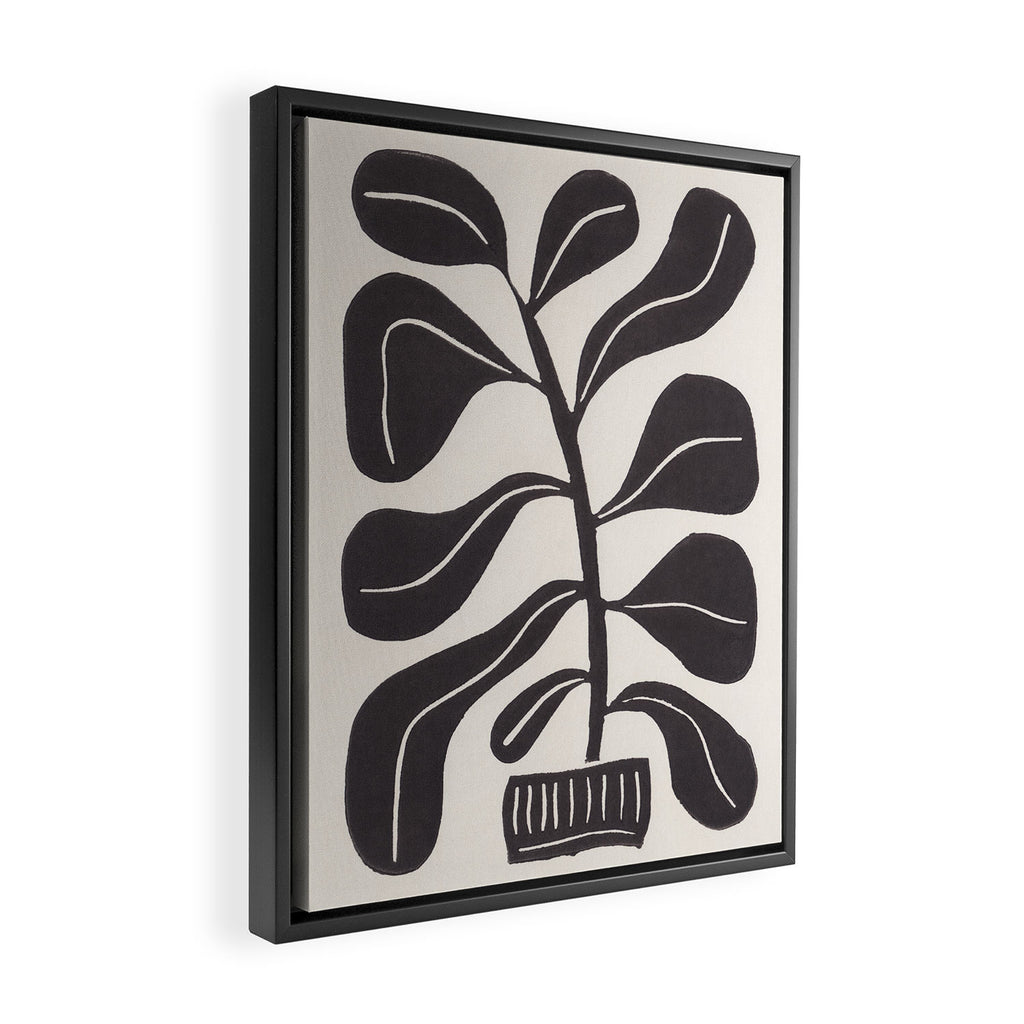 Linocut Houseplant #4 Framed Canvas Print Gallery Image 2