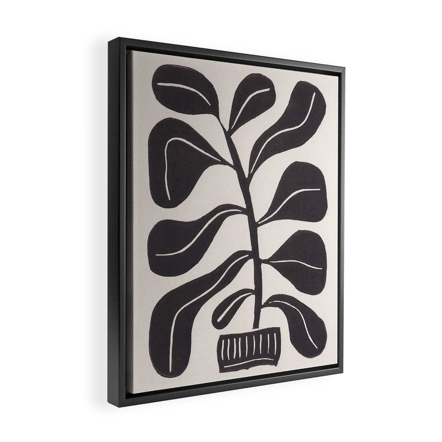 Linocut Houseplant #4 Framed Canvas Print Gallery Image 2