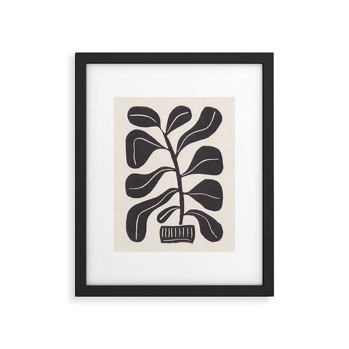 Linocut Houseplant #4 Framed Art Print Gallery Image 1
