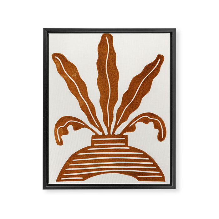 Linocut Houseplant #5 Framed Canvas Print Gallery Image 1