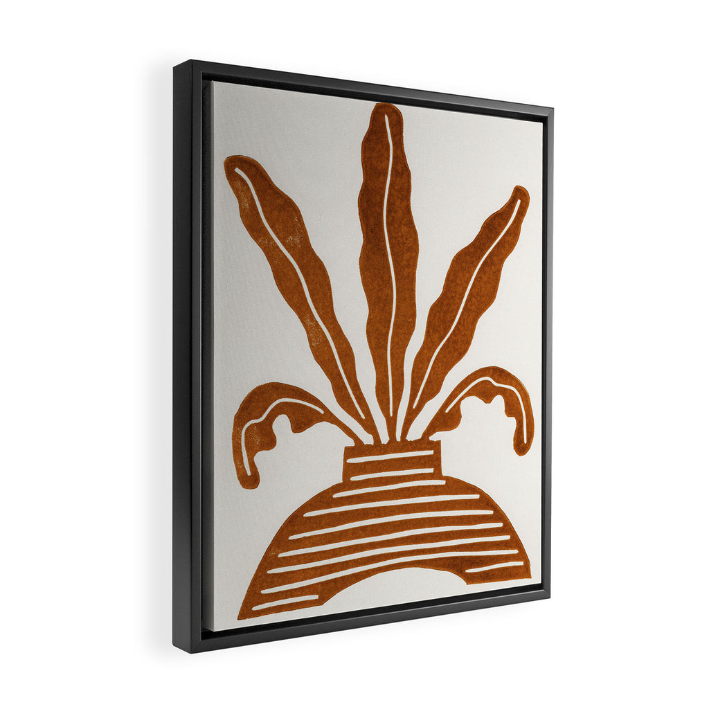 Linocut Houseplant #5 Framed Canvas Print Gallery Image 2