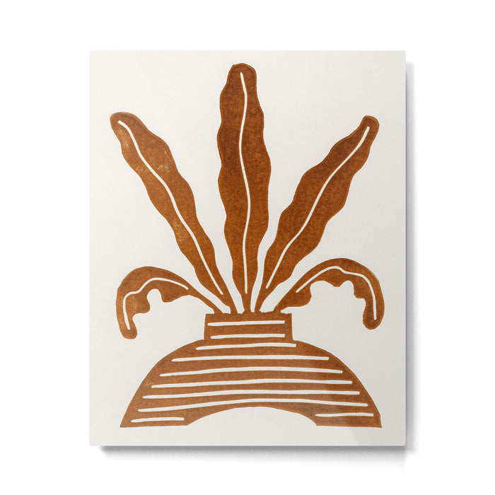 Linocut Houseplant #5 Metal Print Gallery Image 1