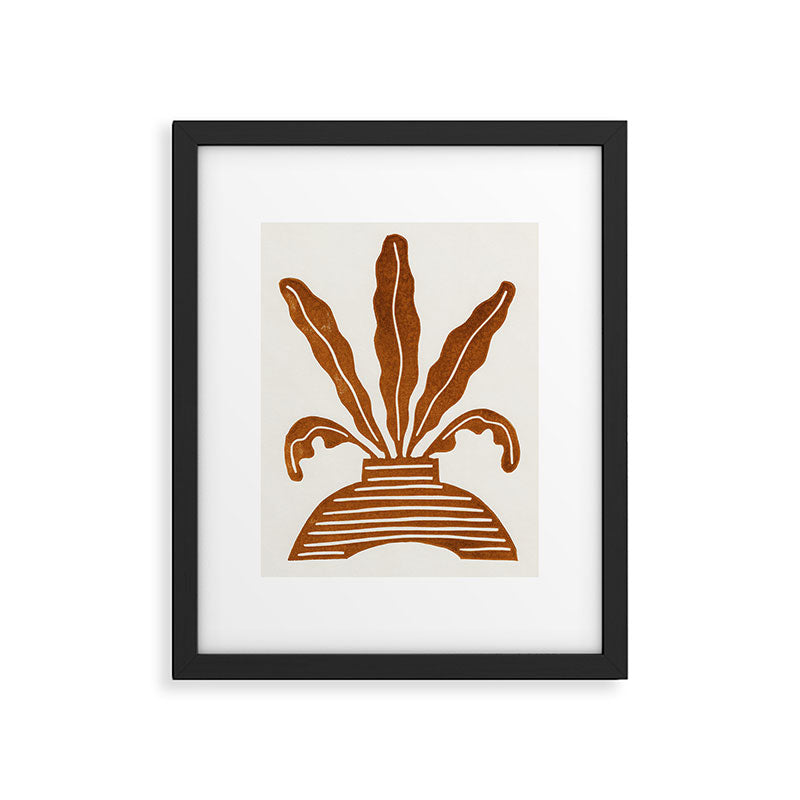 Linocut Houseplant #5 Framed Art Print Gallery Image 5