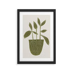 Linocut Houseplant #6 Framed Art Print Gallery Image 2