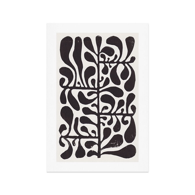 Linocut Plant #1 / Black & White Art Print Gallery Image 1