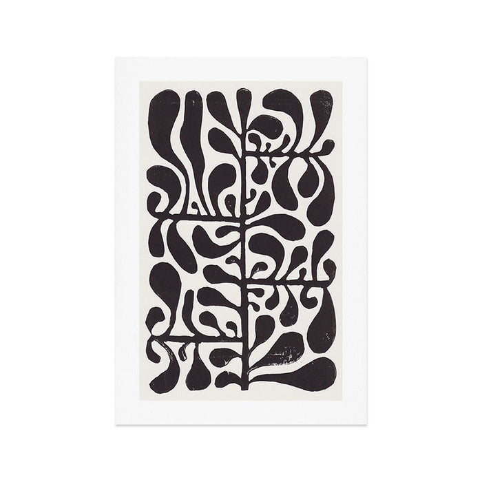 Linocut Plant #1 / Black & White Art Print Gallery Image 1