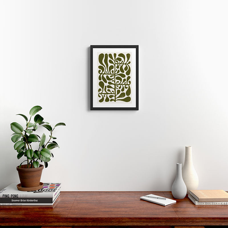 Linocut Plant #1 Framed Art Print Gallery Image 2