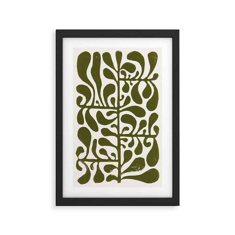 Linocut Plant #1 Framed Art Print Gallery Image 2