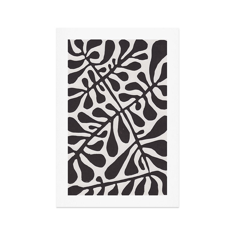 Linocut Plant #2 / Black & White Art Print Gallery Image 1