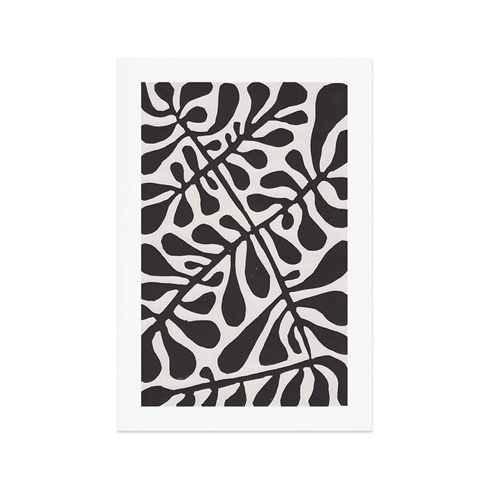 Linocut Plant #2 / Black & White Art Print Gallery Image 1