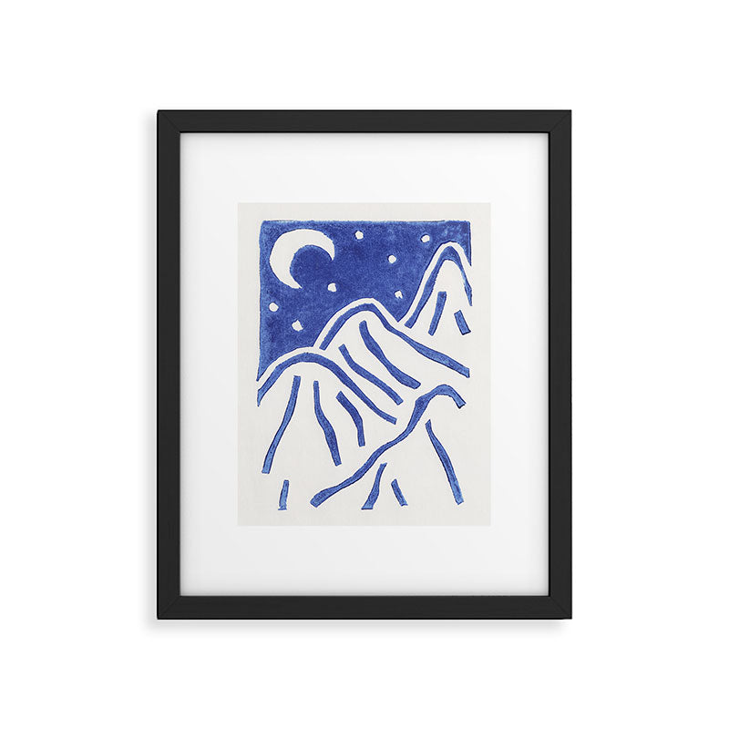 Linocut Starry Night Framed Art Print Gallery Image 4