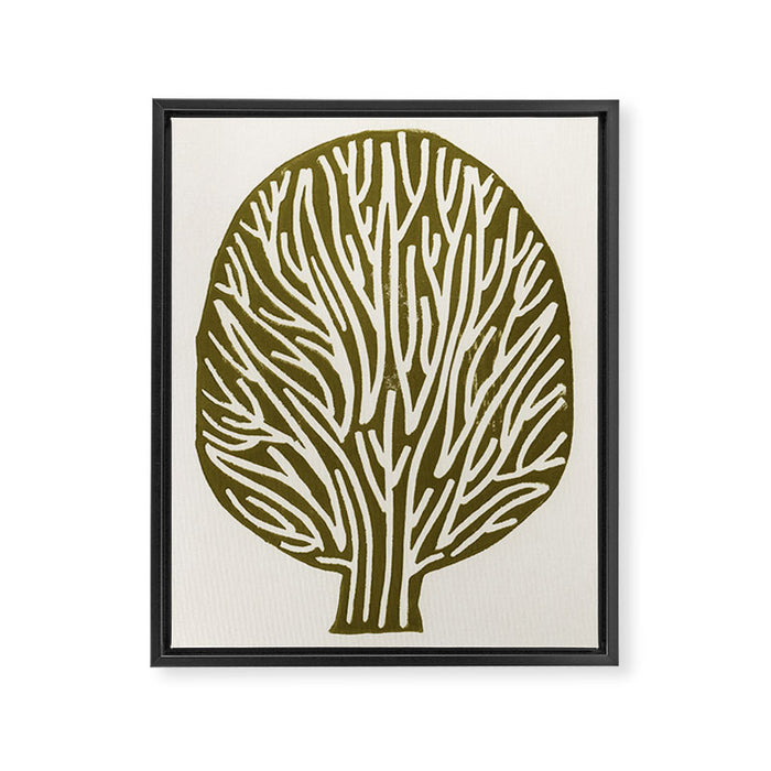 Linocut Tree #1 Framed Canvas Print Gallery Image 1