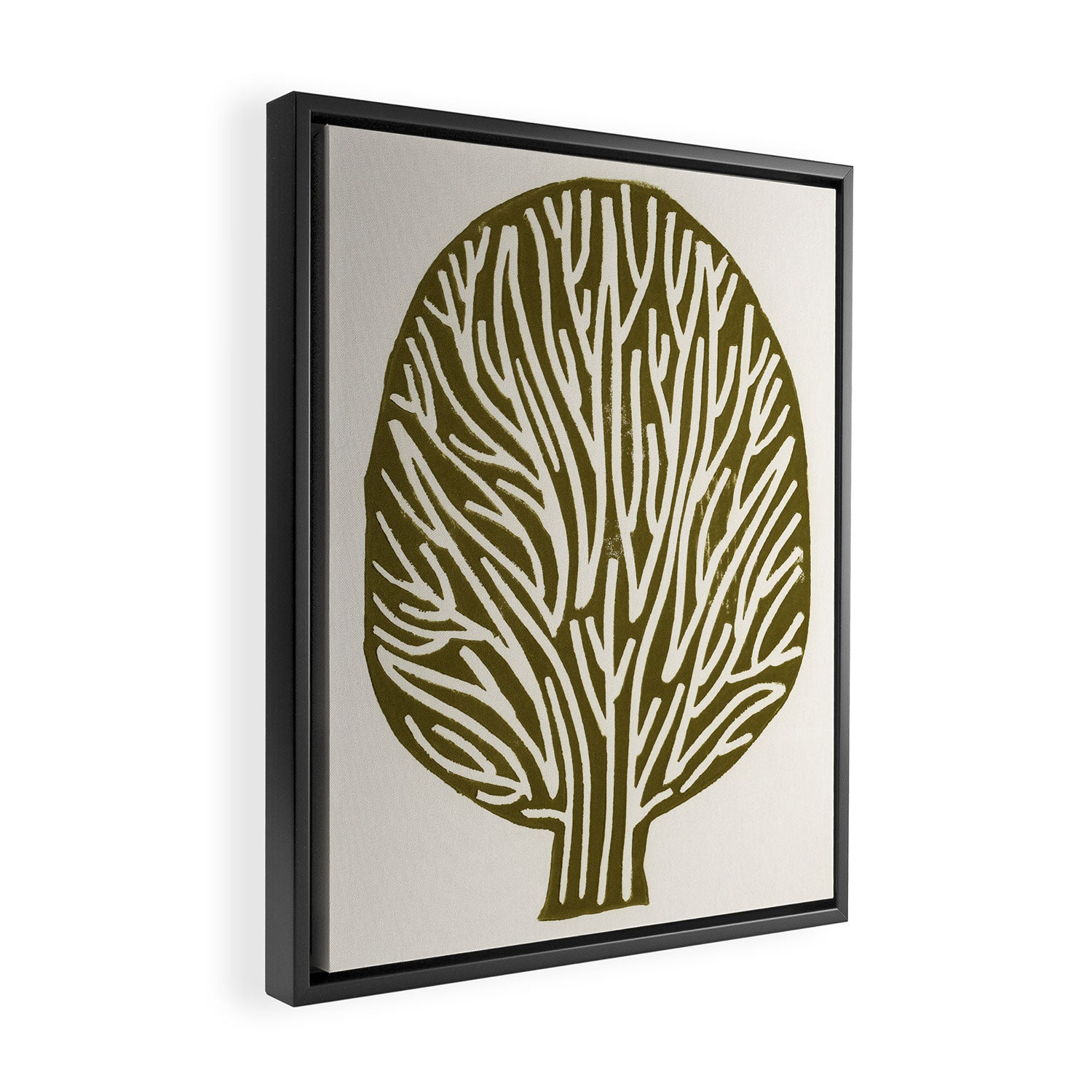 Linocut Tree #1 Framed Canvas Print Gallery Image 2
