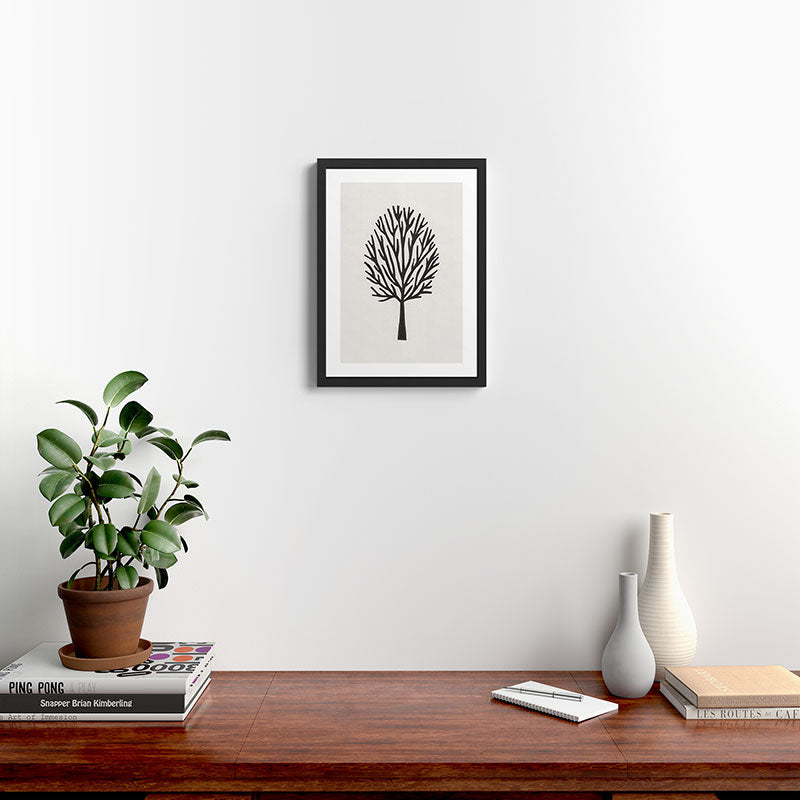 Linocut Tree #3 Framed Art Print Gallery Image 2
