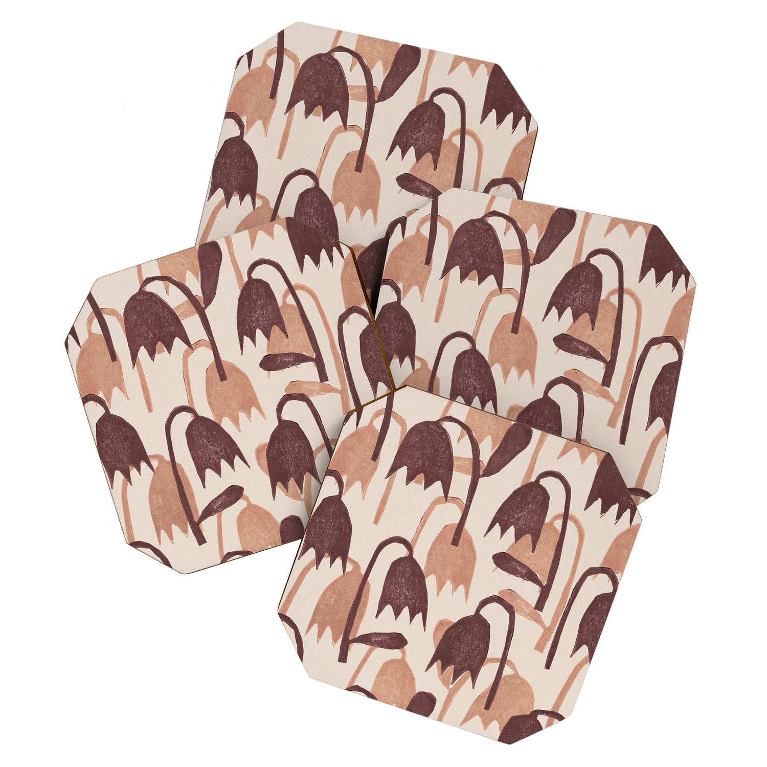 Linocut Tulip Pattern #2 Coaster Gallery Image 1