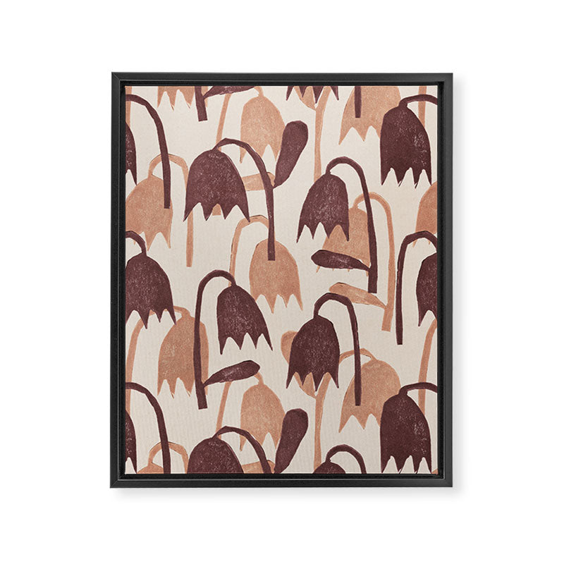 Linocut Tulip Pattern #2 Framed Canvas Print Gallery Image 8