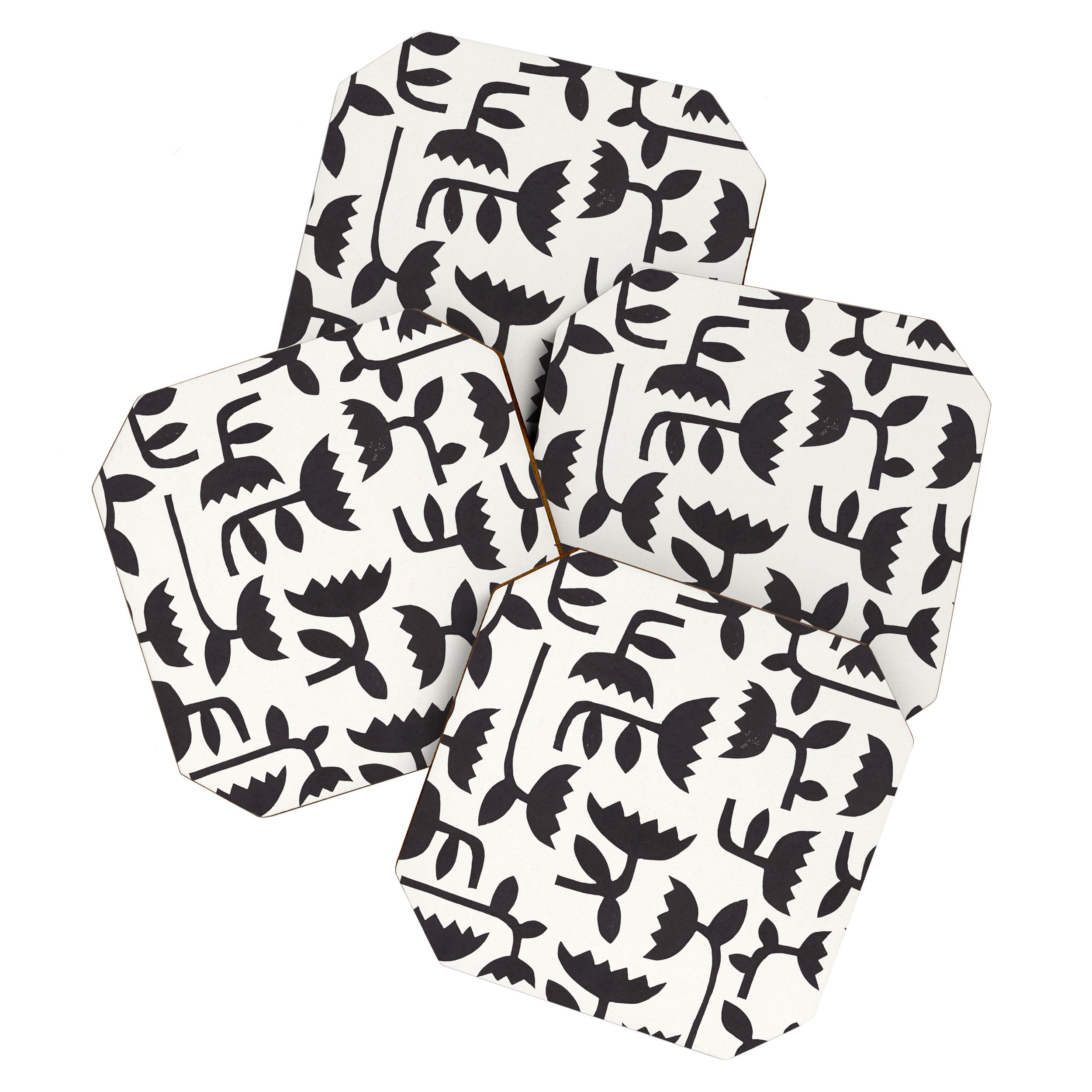 Linocut Tulip Pattern #3 Coaster Gallery Image 1