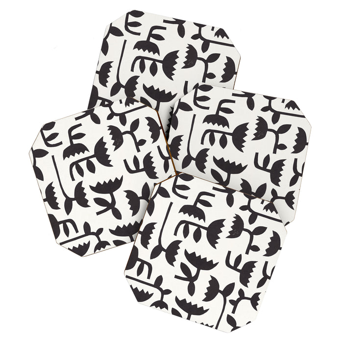 Linocut Tulip Pattern #3 Coaster Gallery Image 1