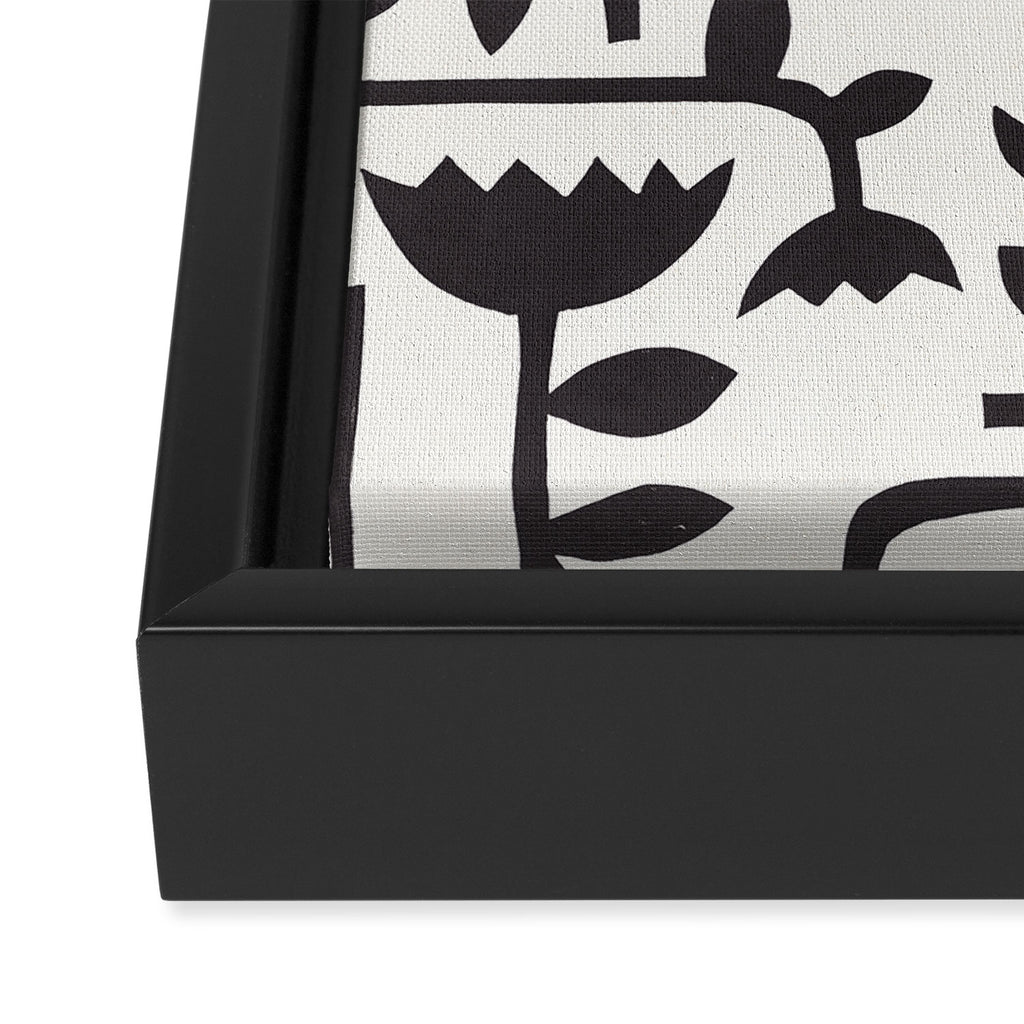 Linocut Tulip Pattern #3 Framed Canvas Print Gallery Image 3