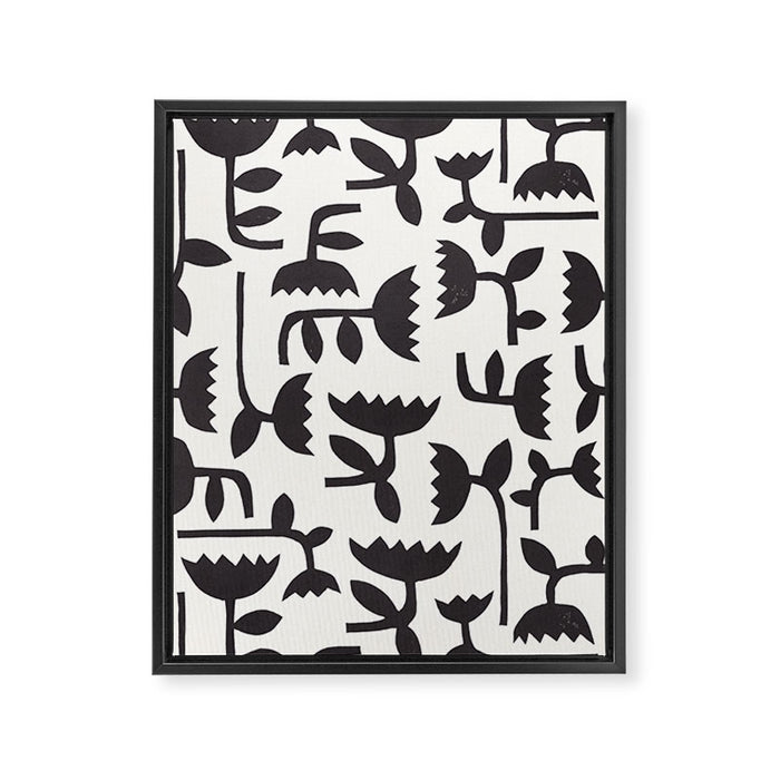 Linocut Tulip Pattern #3 Framed Canvas Print Gallery Image 1