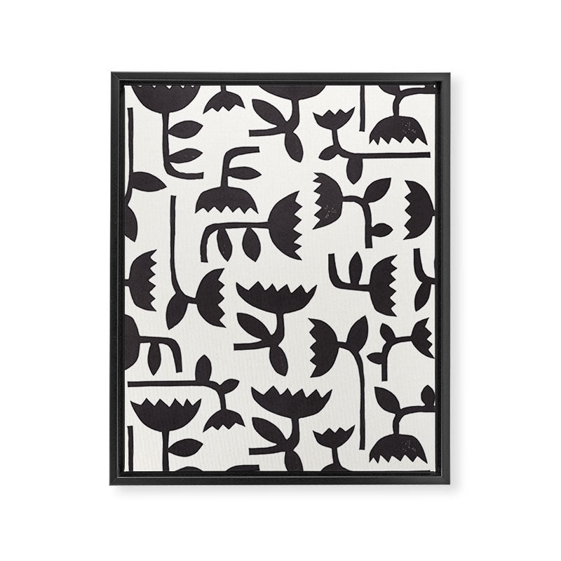 Linocut Tulip Pattern #3 Framed Canvas Print Gallery Image 8