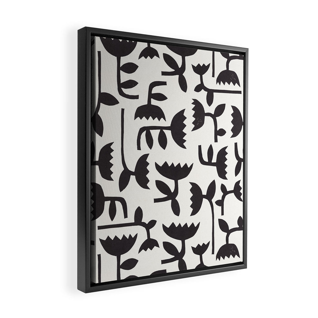 Linocut Tulip Pattern #3 Framed Canvas Print Gallery Image 2