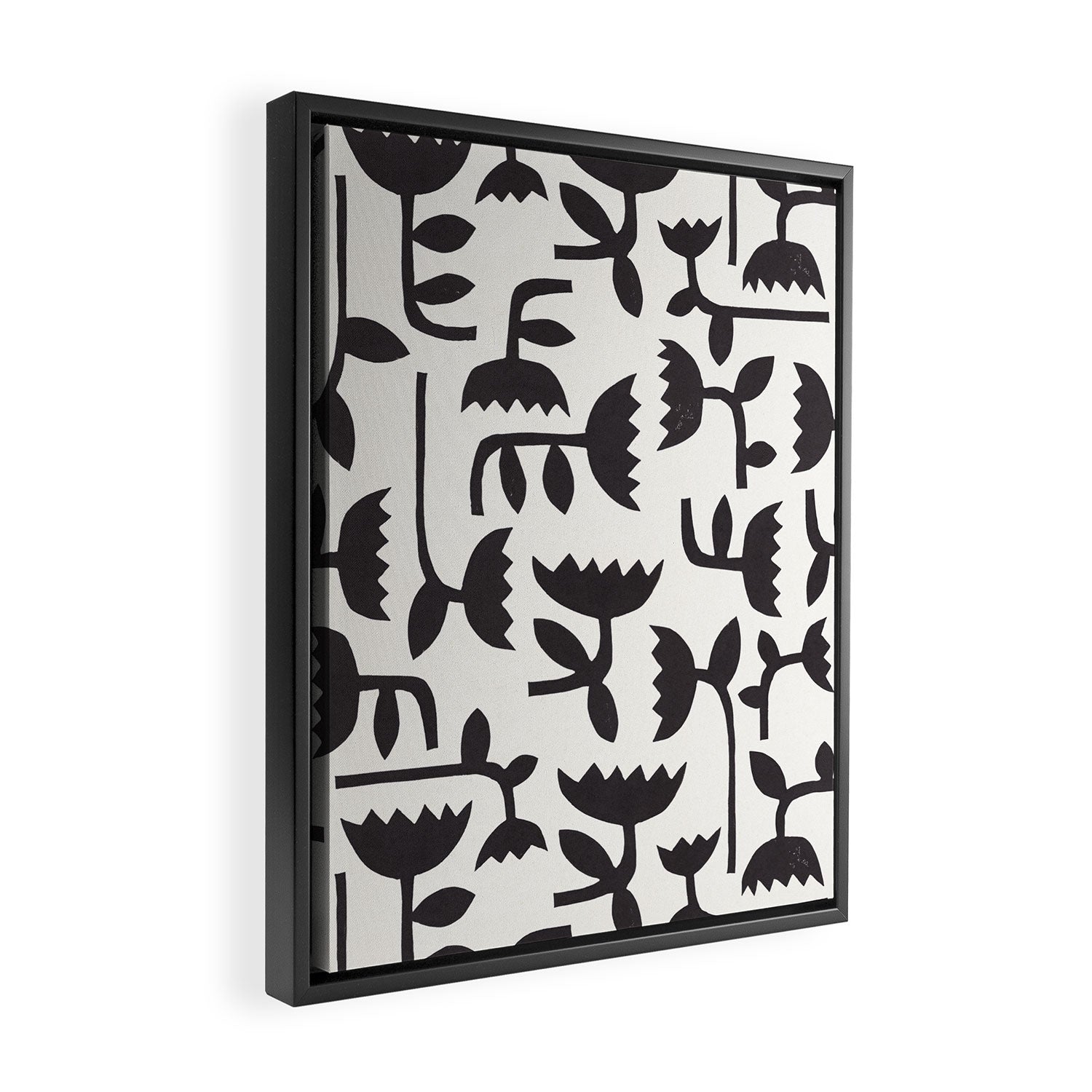 Linocut Tulip Pattern #3 Framed Canvas Print Gallery Image 2