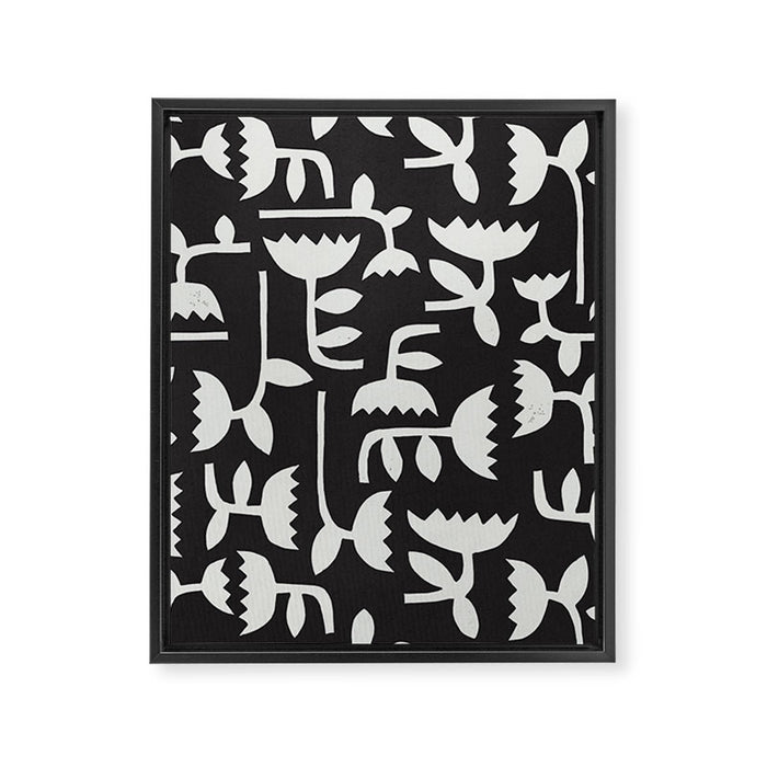 Linocut Tulip Pattern #4 Framed Canvas Print Gallery Image 1