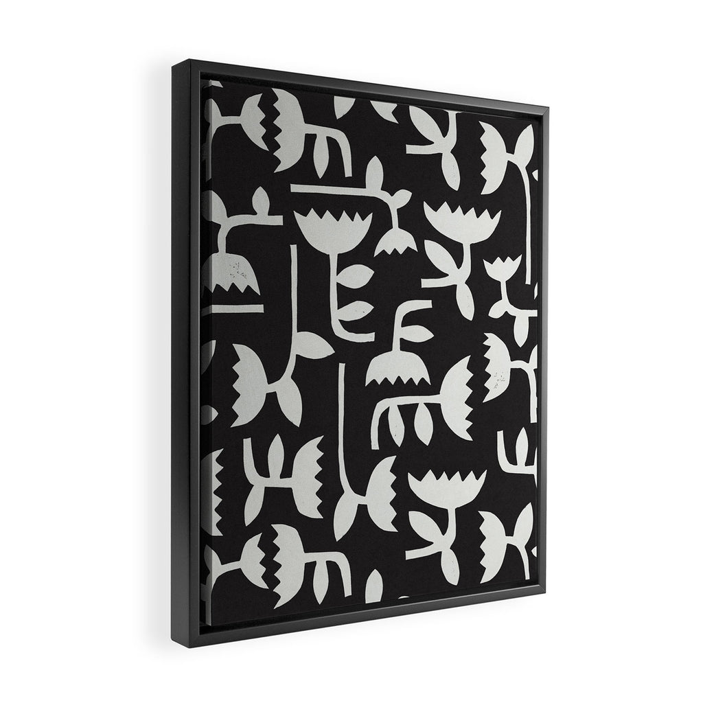 Linocut Tulip Pattern #4 Framed Canvas Print Gallery Image 2
