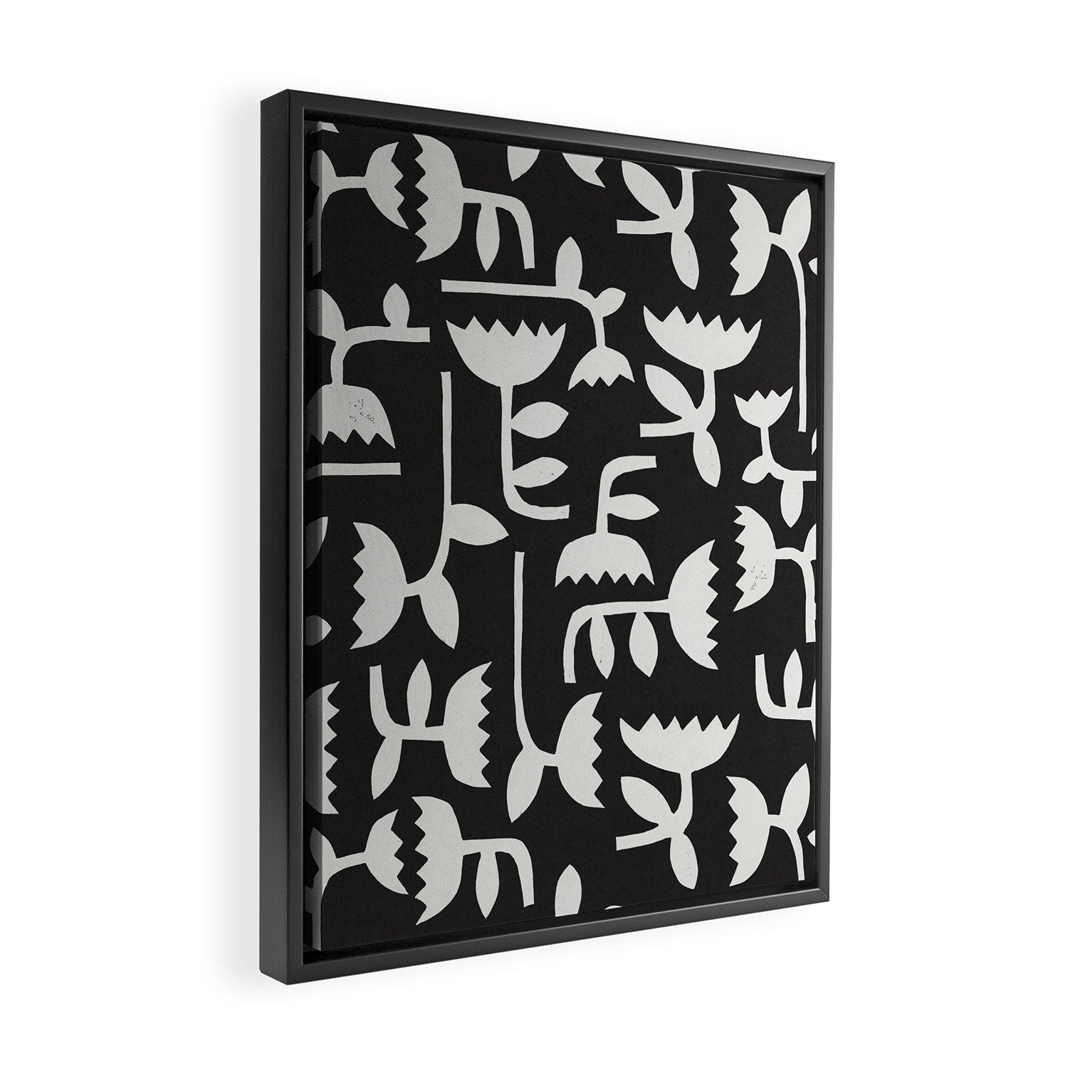 Linocut Tulip Pattern #4 Framed Canvas Print Gallery Image 2